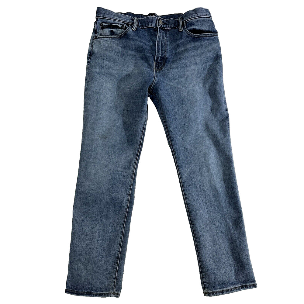 Gap Jeans Mens Blue Straight Leg Medium Indigo Stretch Flex Denim 34x30 Normcore